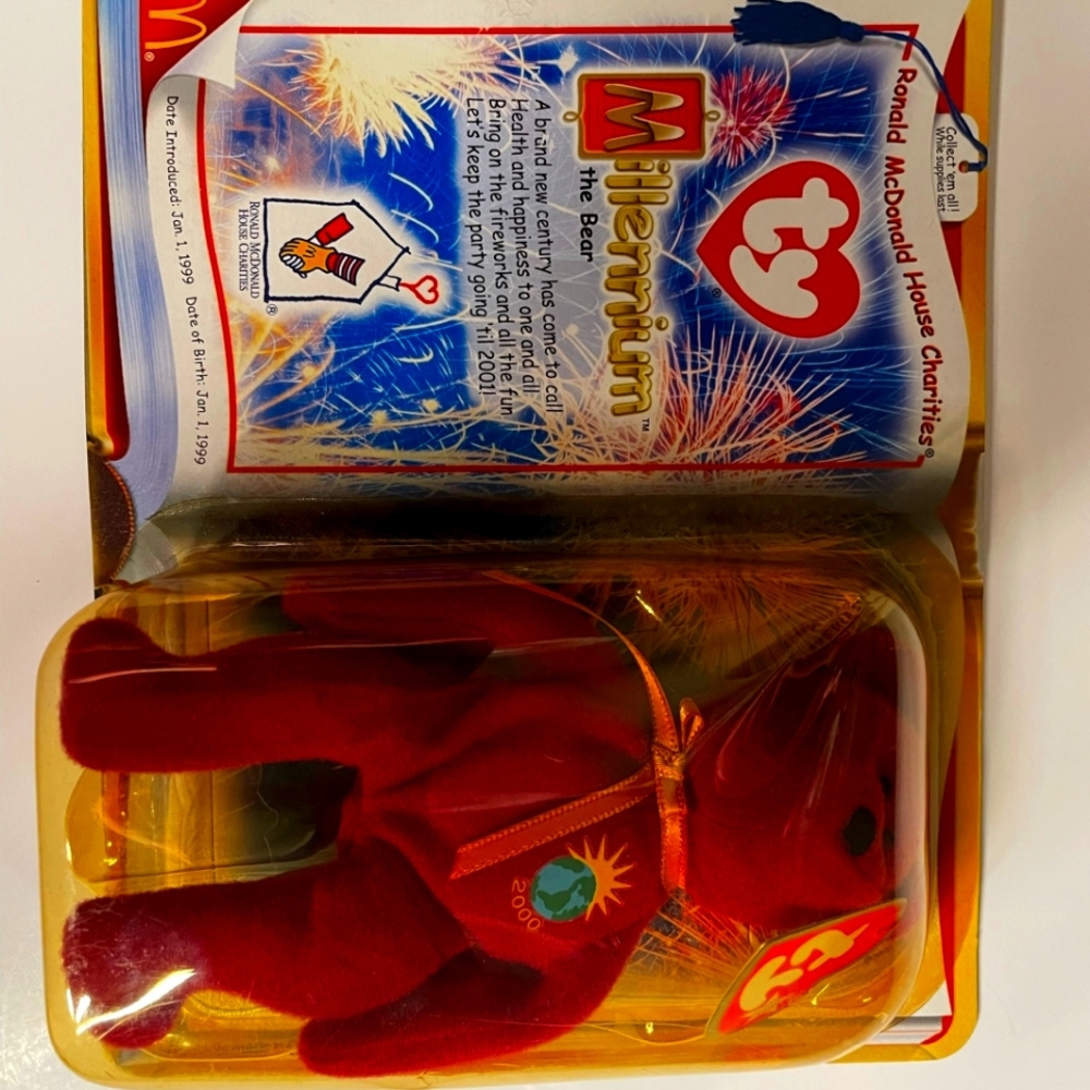 Vintage  McDonald's Ty Teenie Beanie Babies Millennium The Bear 1999 Unopened